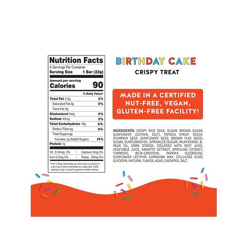 Blake's Seed Based Birthday Cake Crispy Treat Bar