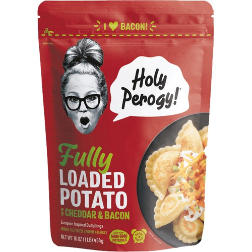 Loaded Potato, Holy Perogy! Potato, cheddar and bacon perogies 16oz