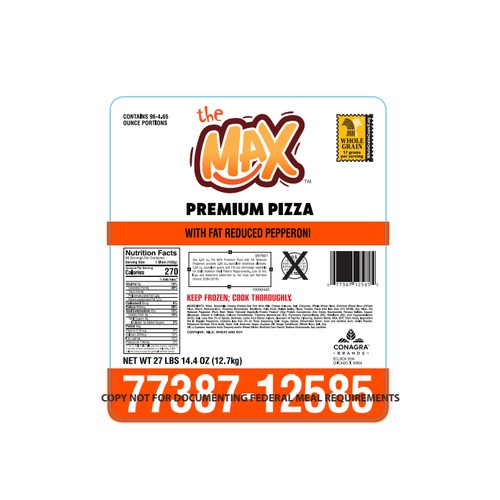 The MAX 4x6 WG Pepperoni Pizza, 4.65oz, CN