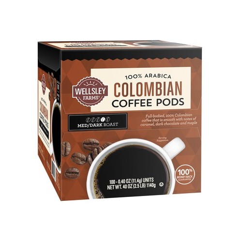 Wellsley Farms 100% Colombian Coffee Pods, 100 ct.