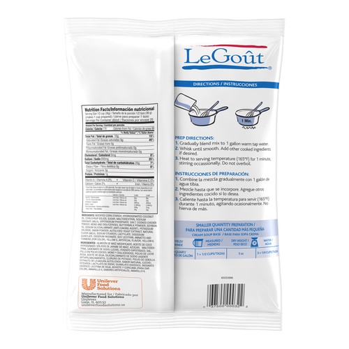 LeGout Cream Soup Base packed in 25.22oz Pouch
