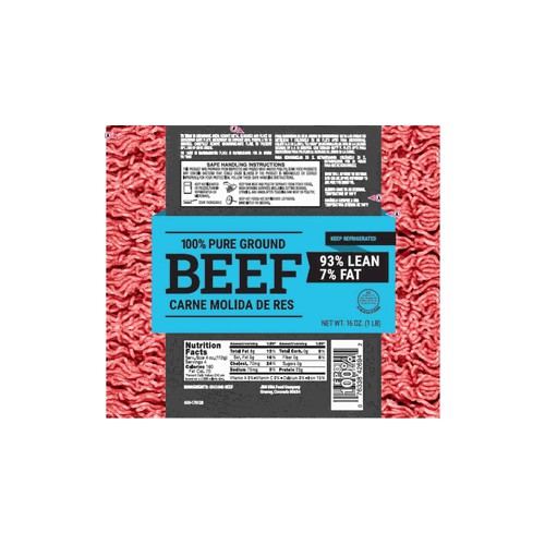 Ground Beef 93% Lean/07% Fat 24-1# Chubs
