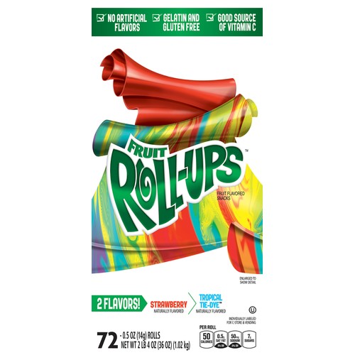 Fruit Roll-Ups, Strawberry / Tropical Tie-Dye, 72 ct