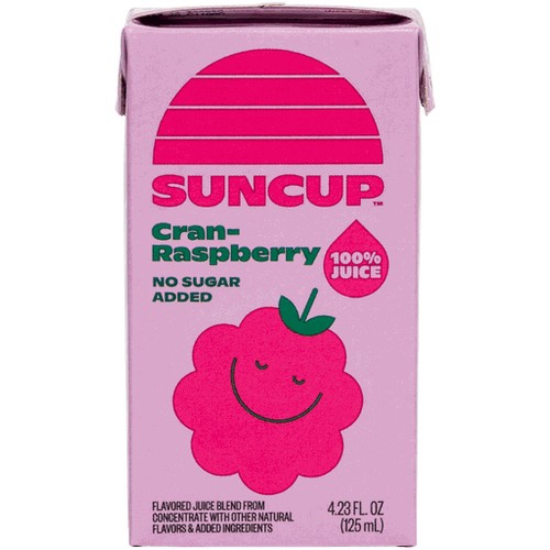 SunCup 100% Cranberry Raspberry Shelf Stable Juice Box, 40/4.23oz