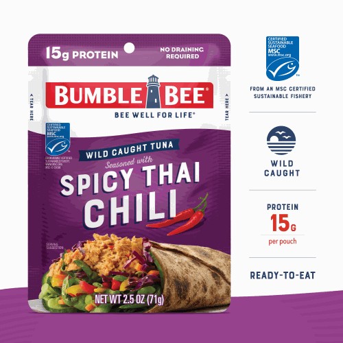 Bumble Bee Spicy Thai Chili Seasoned Tuna, 2.5 oz Pouches (Pack of 12)