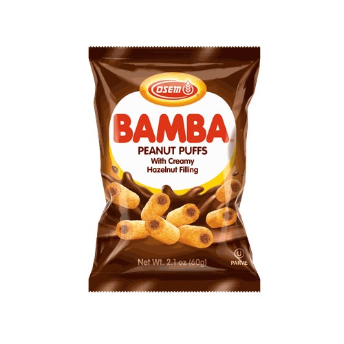 Osem Bamba Peanut Puffs with Creamy Hazelnut Filling, 2.1oz