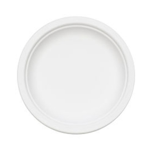 9" Bagasse Round Eco-Friendly Plate, White, 500 ct.