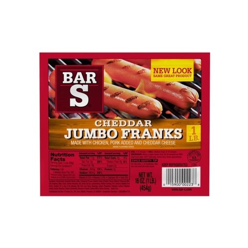 BAR-S JUMBO CHEDDAR CHEESE FRANKS