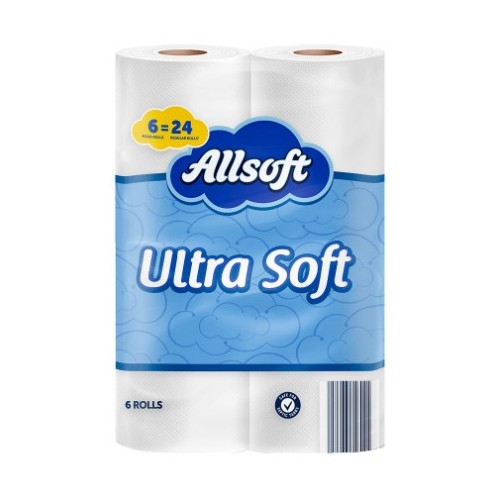 Allsoft Ultra Soft Bathroom Tissue, 6 Mega Rolls