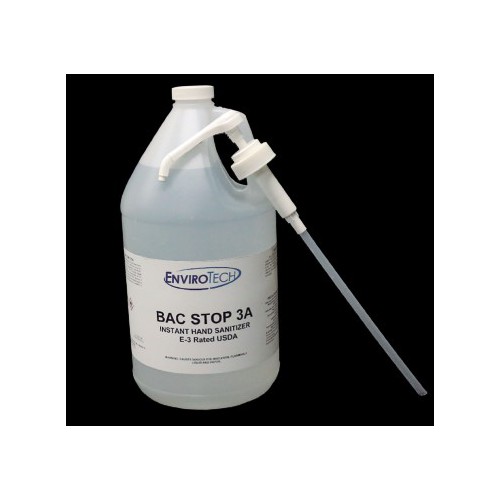 Bac Stop 3A (E-3 hand sanitizer) 1 gallon with Fine Spray Pump (Made in the USA)