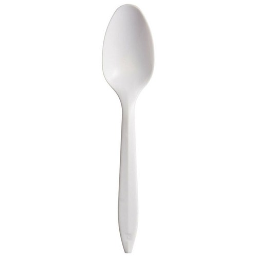 Plastic Teaspoon, White, Medium, Bulk