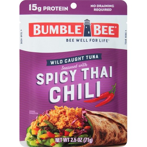 Bumble Bee Spicy Thai Chili Seasoned Tuna, 2.5 oz Pouches (Pack of 12)