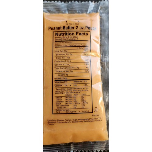 Peanut Butter, 2oz, 2 Ounce Pouch - Kosher