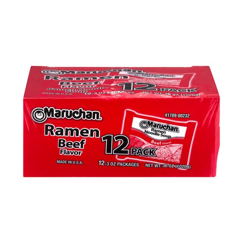 Maruchan Beef Flavor Ramen Noodle Soup, 12/3oz Bag