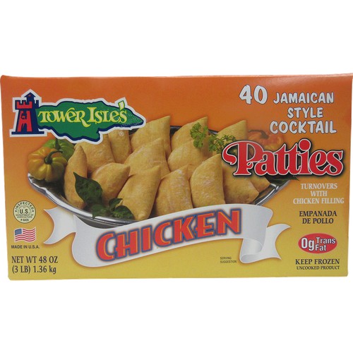 40pk Jamaican Style Cocktail Chicken Patties Unbaked 48 oz