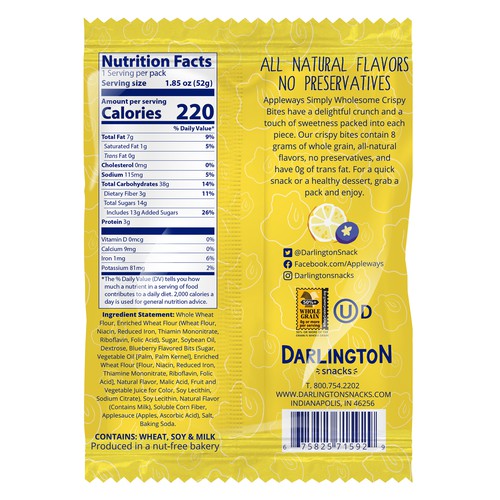 E Pallet 1.85oz Whole Grain Blueberry Lemon Crispy Bites IW