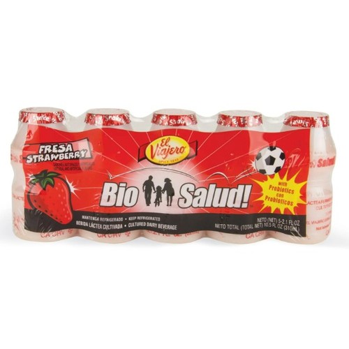 EL VIAJERO BIO SALUD! FRESA STRAWBERRY PROBIOTIC DAIRY DRINK, 5CT