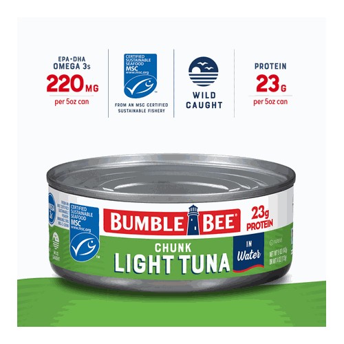 Bumble Bee Chunk Light Tuna in Water, 5 oz Cans (Pack of 48)
