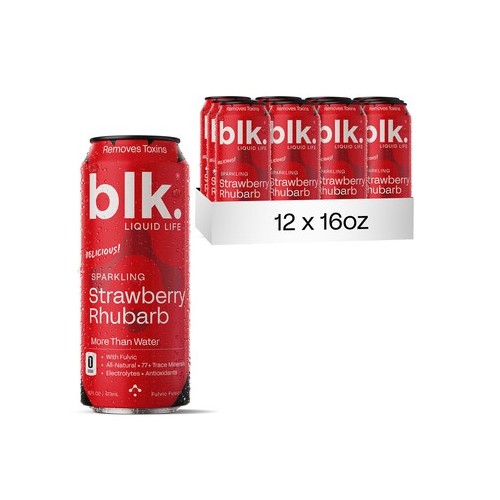 blk. Strawberry Rhurbarb Sparkling Water 16oz 12 Pack Cans