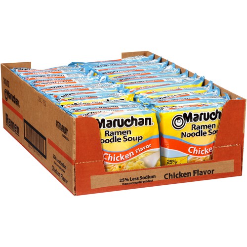 Maruchan Chicken Flavor 25% Less Sodium Ramen Noodle Soup 3 oz. Bag